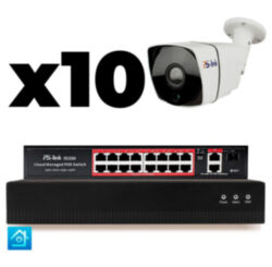 Комплект видеонаблюдения IP 8Мп  KIT-C810IP-PL 10 камер для улицы, программный датчик движения, удаленный доступ, ночное видение, умный коммутатор